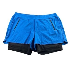 Livi Active Lane Bryant Women's Shorts Blue Black Size 22/24 Stretch Zippers
